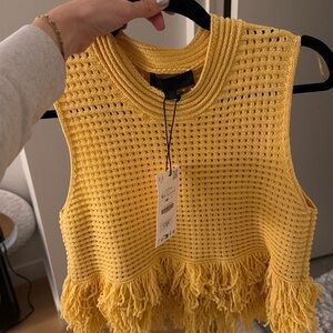 Zara yellow cropped top with fringe (m)
